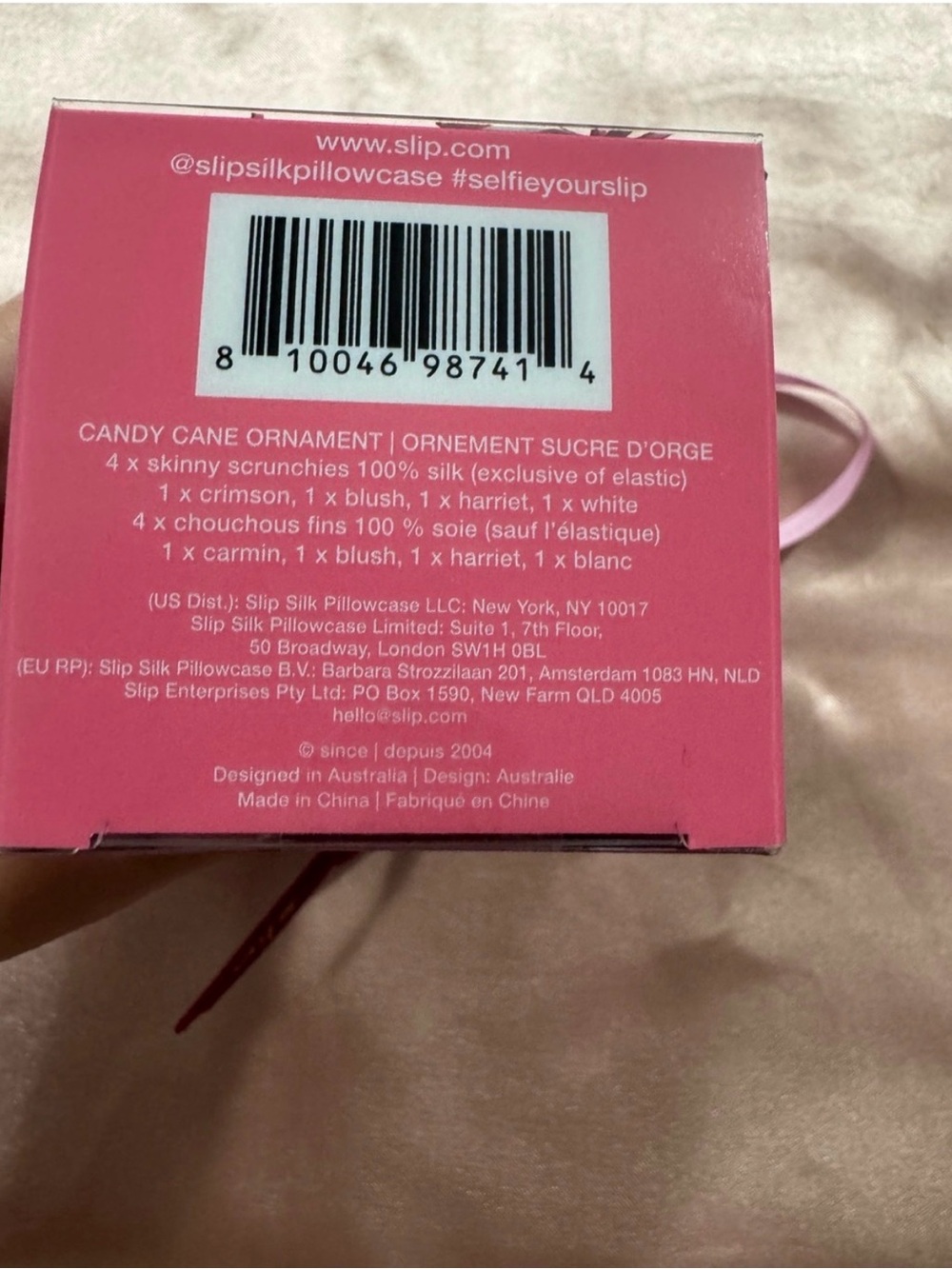 SLIP 4-Pc. Pure Silk Candy Cane Skinny Scrunchies Set - Picture 6 of 6